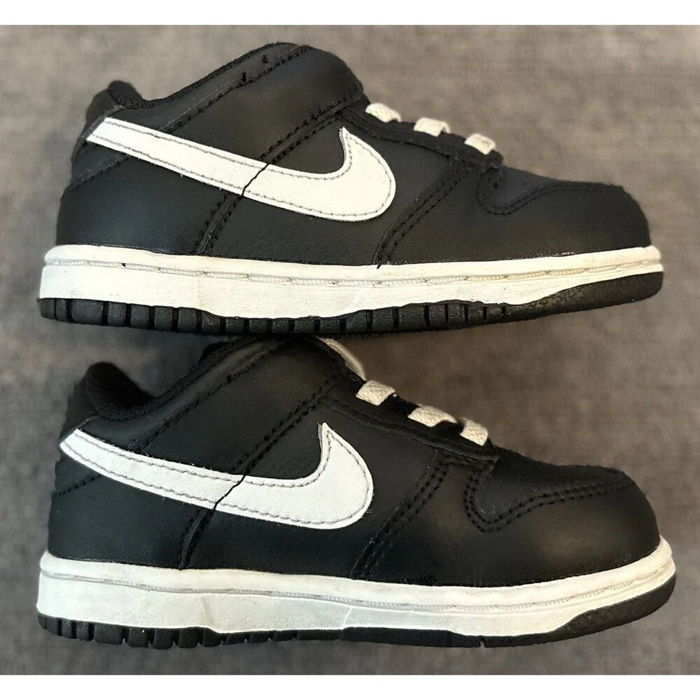Nike Dunk Low Reverse Panda Black White TD Sneakers Toddler Size 7C DH9761-002